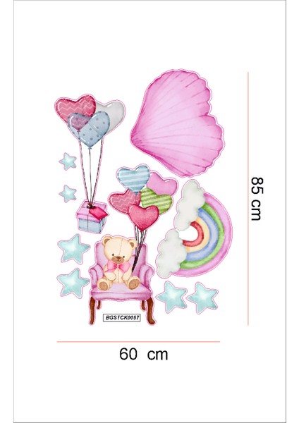 Bizerk Görsel Sevimli Ayı Gökkuşağı Yıldız Balon Çocuk/bebek Odası Kreş Duvar Yapışkanı Sticker modelleri