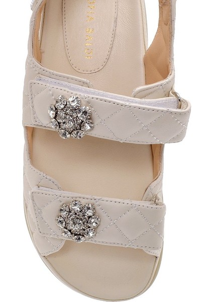 Lida Beyaz Hakiki Deri Kadın Düz Sandalet modelleri