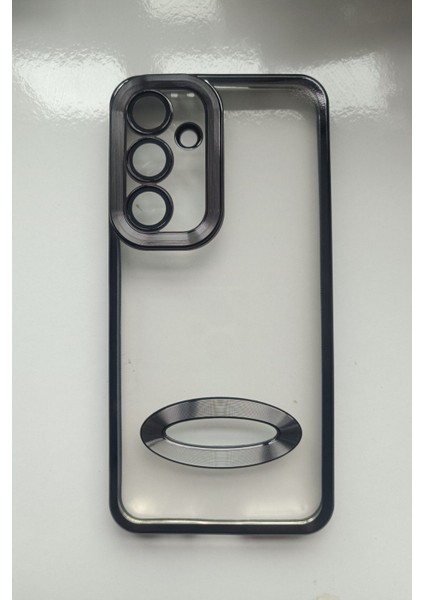Samsung Galaxy S24 Fe Kılıf Logo Yeri Açık Kamera Lens Korumalı Renkli Kenarlı Şeffaf Silikon