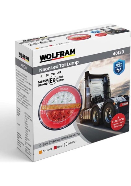 LED Yuvarlak 4 Fonksiyonlu Stop-Sinyal-Park Lambası 10-30V E9 Belgeli Sol