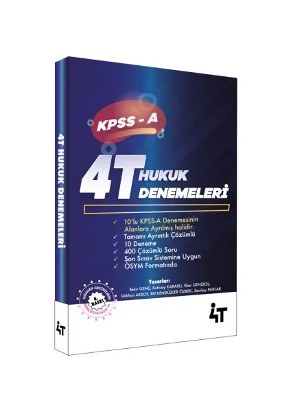 4t Kpss-A Tamamı Çözümlü 4t 10'lu Hukuk Denemeleri 4.baskı