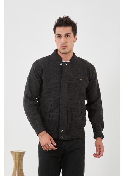 Erkek Yeni Sezon Büyük Beden Hakim Yaka Astarlı Çelik Örgü Triko Mont