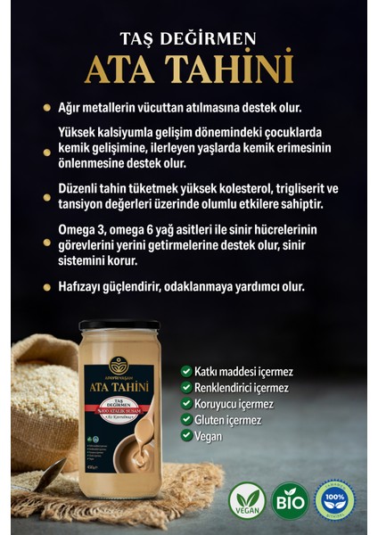 Çok Az Kavrulmuş Taş Değirmenden Özel Ata Tahini 450 gr