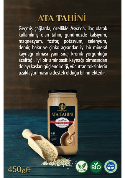 Çok Az Kavrulmuş Taş Değirmenden Özel Ata Tahini 450 gr