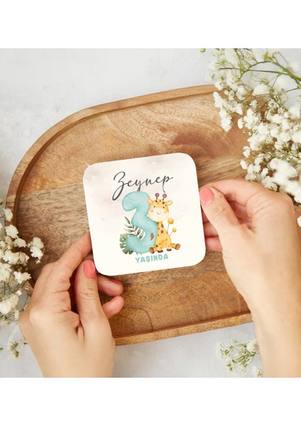 Kişiye Özel Bebek Doğum Günü Temalı Ahşap Bardak Altlığı - 30\'lu Set fiyatları