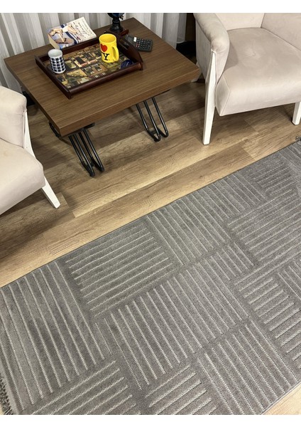 Prag 9202 Koyu Gri Modern Makina Halısı