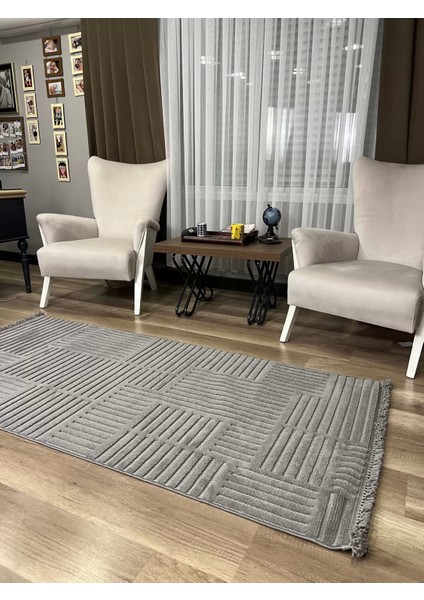 Prag 9202 Koyu Gri Modern Makina Halısı