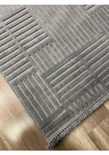 Prag 9202 Koyu Gri Modern Makina Halısı