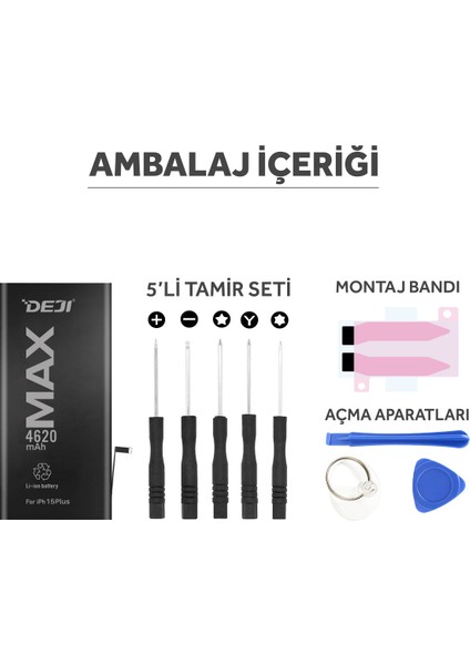 iPhone 15 Plus Mucize Batarya Deji 4620MAH - Yüksek Kapasite fiyatları