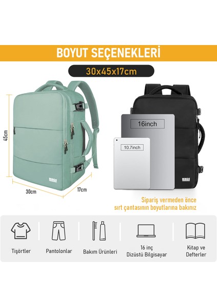 Seyahat Sırt Çantası, Laptop Çantası Hafif Bayan El Çantası Uçak Bagaj El Valizi Bavulu Notebook Bilgisayar Macbook Organizer Çanta Mint Yeşili fiyatları