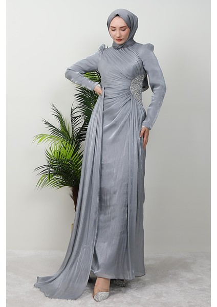Deren Tesettür Abiye Gri fiyatları