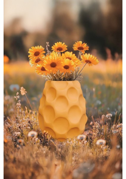 Honeycomb Tasarım Dekoratif Vazo - 20 cm - Balpeteği Görünümlü Vazo - Sert Plastik