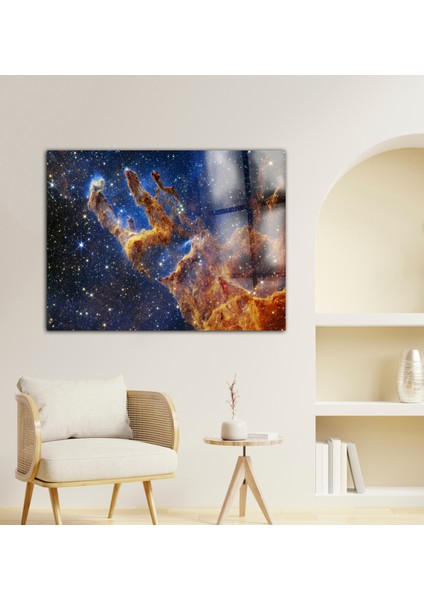 Galaksi, Uzay ve Nebula Görselli Cam Tablo