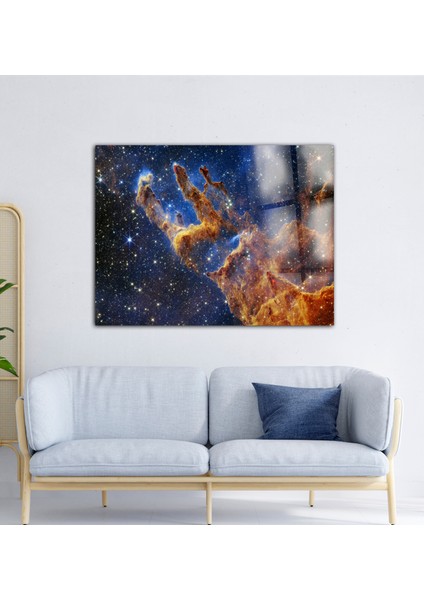 Galaksi, Uzay ve Nebula Görselli Cam Tablo