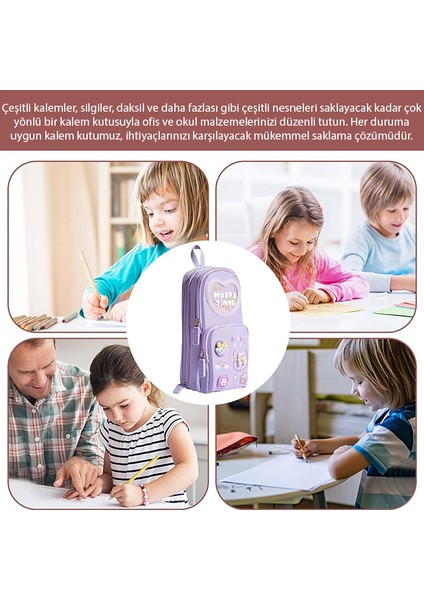 Kawaii Büyük Kapasiteli Tuval Kalem Çantası Kızlar Için Kılıf Tutucu Kutusu fırsatları