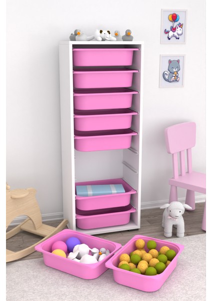 Pembe Renkli 9 Sepetli Çok Amaçlı Dolap Mutfak Dolabı modelleri