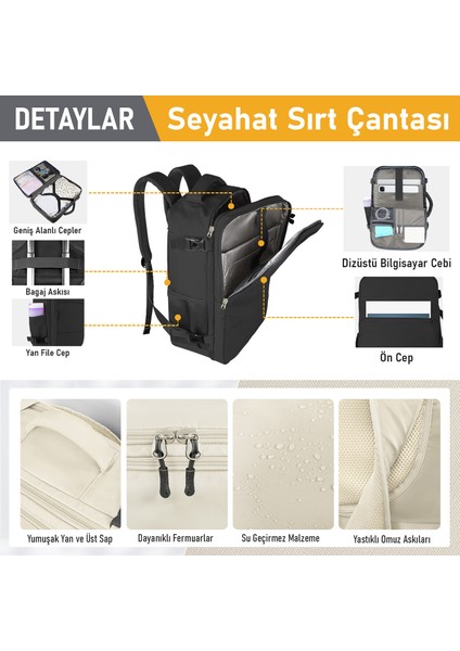 Laptop Sırt Çantası, Seyahat Çantası Hafif El Çantası Bay Bayan Küçük Bavul Valiz Çanta Notebook Bilgisayar Macbook Organizer Çantası Siyah