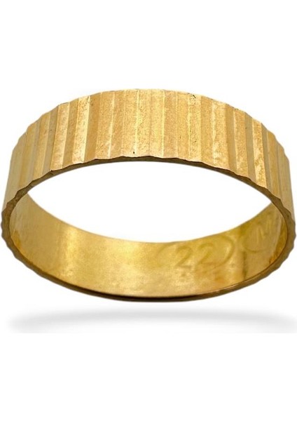 22 Ayar Altın 5 mm Merdiven Ajda Çok Şık Alyans Yüzük