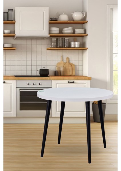 Argos Yuvarlak Mdf Beyaz Sabit Mutfak Masası - Q90 cm