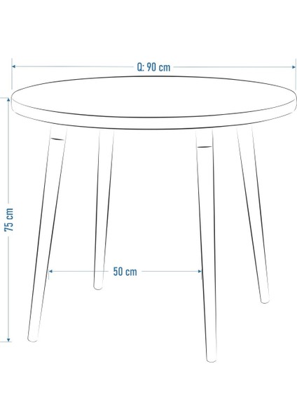 Argos Yuvarlak Mdf Beyaz Sabit Mutfak Masası - Q90 cm