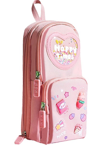 Kawaii Büyük Kapasiteli Tuval Kalem Çantası Kızlar Için Kılıf Tutucu Kutusu