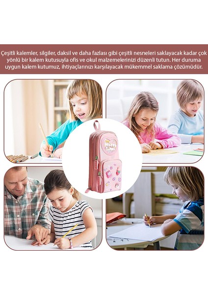 Kawaii Büyük Kapasiteli Tuval Kalem Çantası Kızlar Için Kılıf Tutucu Kutusu fırsatları