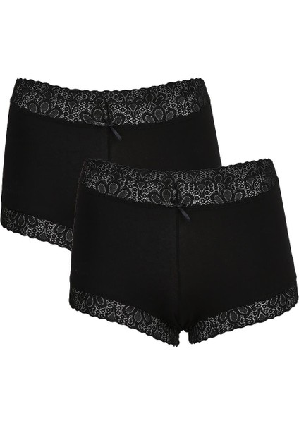 Kadın Pamuklu 2li Boxer Siyah 40265