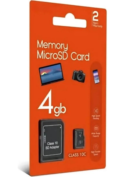 4 GB Micro Sd Siyah Hafıza Kartı Telefon Kamera Tablet Adaptörü Dahil