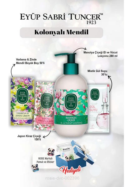 Manolya Çiçeği Losyon 280 Ml, Gül Suyu 30'lu, Verbena & Zinde 50'li, Japon Kiraz Çiçeği 150'LI ve Rosie
