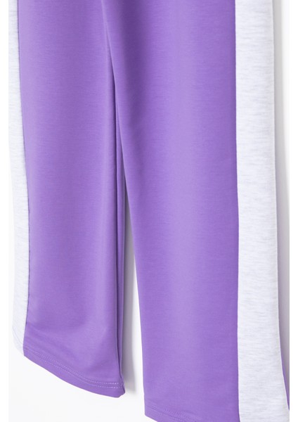 Lila Garnili Geniş Paça Kız Çocuk Beli Lastikli Eşofman Altı 20192 modelleri