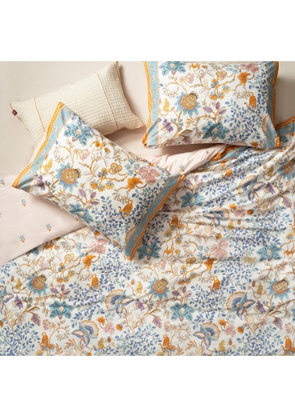 Lahor Yıkamalı 200 Tc Percale Çift Kişilik Pamuk Nevresim Seti 200 x 220 cm Renkli