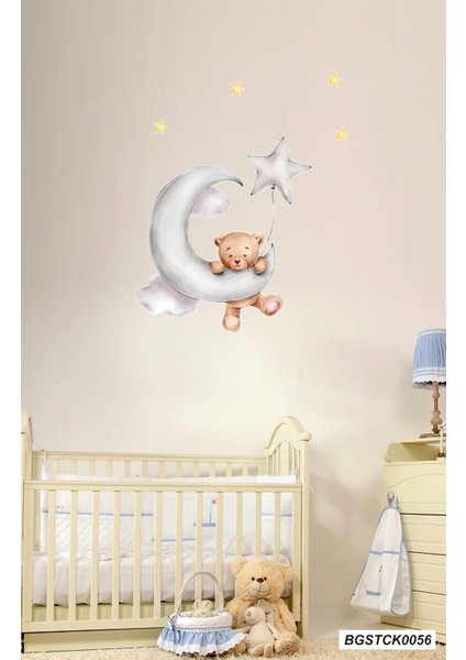 Bizerk Görsel Sevimli Ayı Bulut Ay ve Yıldız Çocuk/bebek Odası Kreş Anaokulu Duvar Yapışkanı Sticker fiyatları