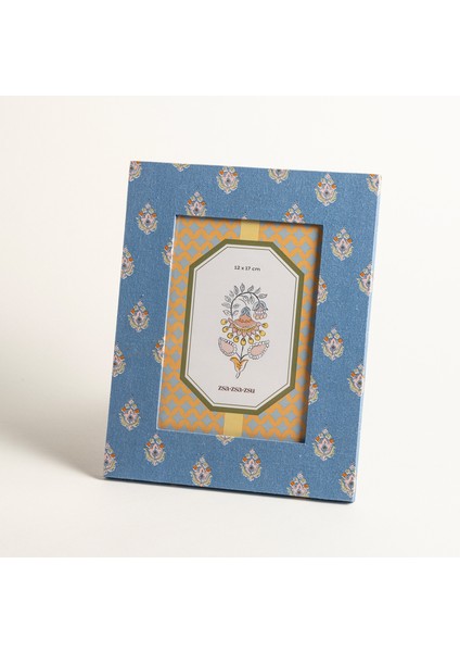 Noıda Baskılı Yapay Süet - Mdf - Cam - Kumaş: %100 Pamuk Çerçeve 18.40x23.50 Cm Mavi