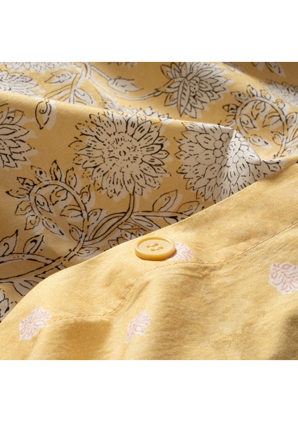 Lahor Yıkamalı 200 Tc Percale Kıng Sıze Pamuk Nevresim Seti 240 x 220 cm Sarı