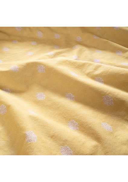 Lahor Yıkamalı 200 Tc Percale Kıng Sıze Pamuk Nevresim Seti 240 x 220 cm Sarı