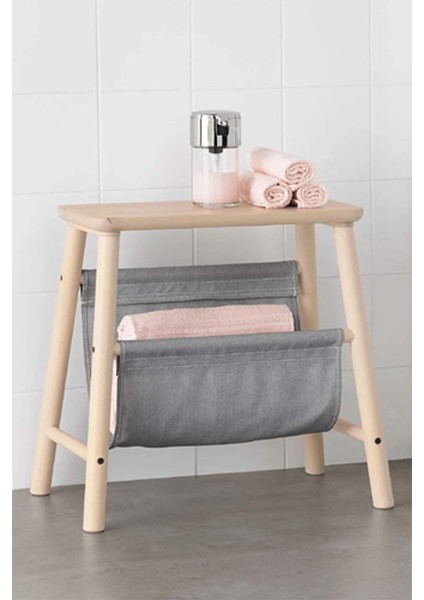 Çok Amaçlı Tabure Masif Ahşap Ikea Banyo Mutfak Taburesi 45CM LD013