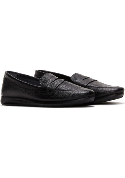 Kadın Siyah Deri Comfort Loafer 25SFD1514FT