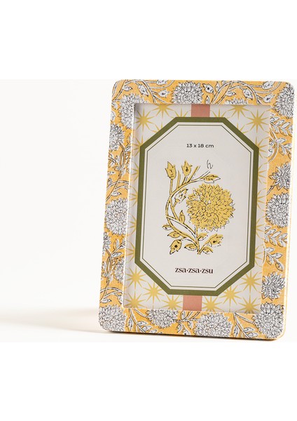 Noıda Baskılı Yapay Süet - Mdf - Cam - Kumaş: %100 Pamuk Çerçeve 17.30x23.50 Cm Sarı