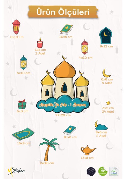 Hoşgeldin Ramazan Temalı Camili Sticker Seti Ramazan Figürleri Sticker, Çocuklar Için Ramazan Seti modelleri