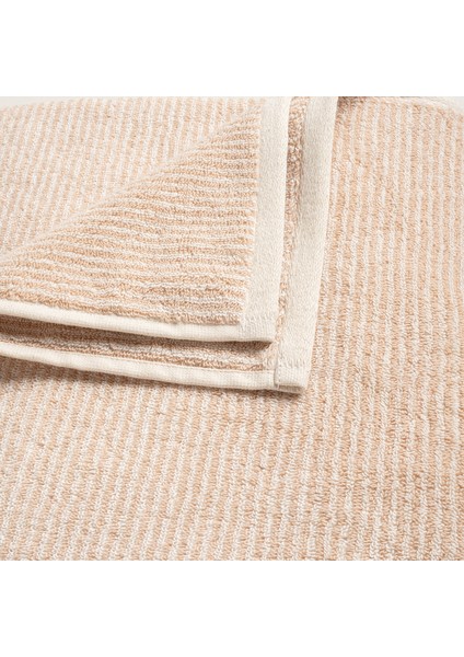 Solıd Iplik Boyalı Çizgili %100 Pamuk Banyo Havlusu 90x150 Cm Natürel/Kum Rengi