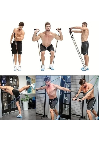 11 Parça Latex Direnç Lastiği Seti Yoga Pilates Fitness Egzersiz Direnç Bandı