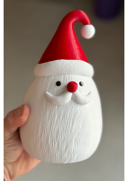 Yılbaşı Temalı Noel Baba Tasarım Vazo - 20 cm Dekoratif Kış Temalı Vazo - Sert Plastik