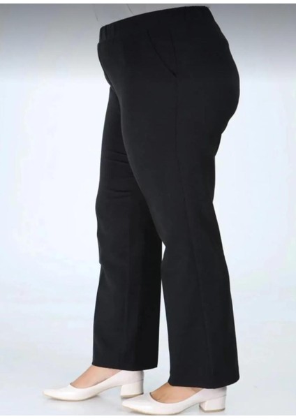 Kadın Beli Düğmeli Yanlastikli Boru Paça Pantolon