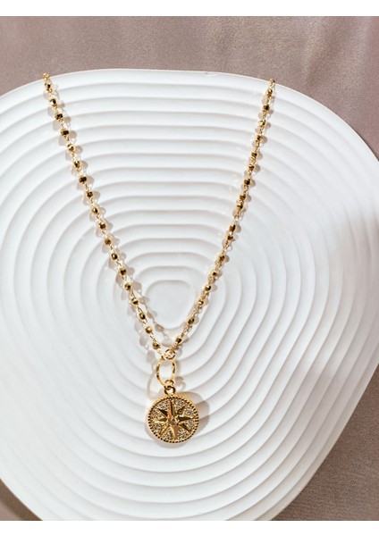 14K Altın Kaplama Çelik Kolye – Yıldız Figürlü Modern Tasarım