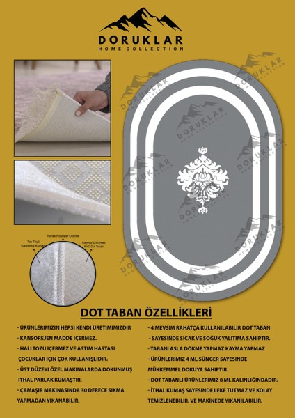 Kaymaz Taban Yıkanabilir Dijital Baskı Oval Kesim Dekoratif Modern Desenli Dot Taban Halı OVAL017 fiyatları