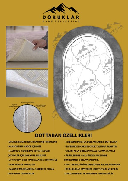Kaymaz Taban Yıkanabilir Dijital Baskı Oval Kesim Dekoratif Modern Desenli Dot Taban Halı OVAL011 fiyatları