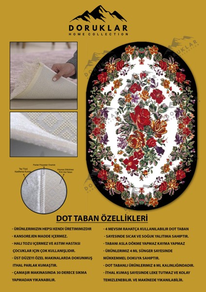 Kaymaz Taban Yıkanabilir Dijital Baskı Oval Kesim Dekoratif Modern Desenli Dot Taban Halı OVAL001 fiyatları