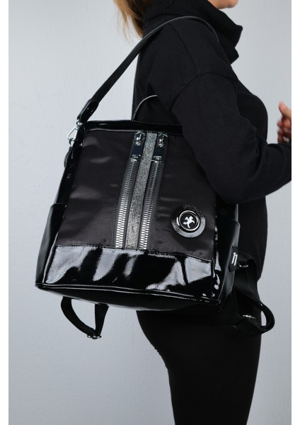 Anıs Siyah Simli Kadın Sırt Çantası modelleri