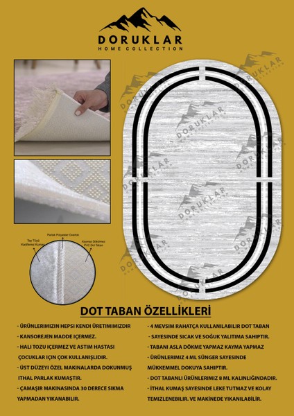 Kaymaz Taban Yıkanabilir Dijital Baskı Oval Kesim Dekoratif Modern Desenli Dot Taban Halı OVAL010 fiyatları