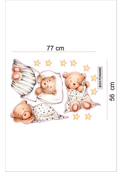 Bizerk Görsel Uyuyan Sevimli Ayıcık ve Yıldızlar Çocuk Odası Kreş Anaokulu Duvar Yapışkanı Sticker modelleri